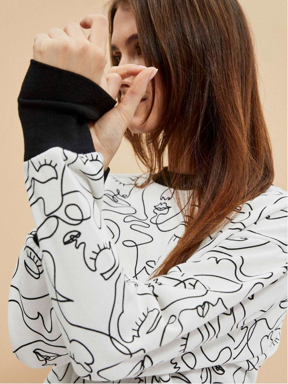 Moodo Черно-бял дамски суитшърт Moodo