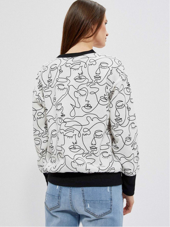 Moodo Черно-бял дамски суитшърт Moodo