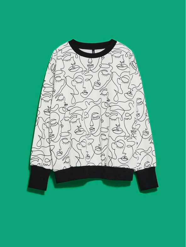 Moodo Черно-бял дамски суитшърт Moodo