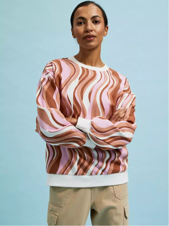 Moodo Розов и кафяв дамски шарен суитшърт Moodo