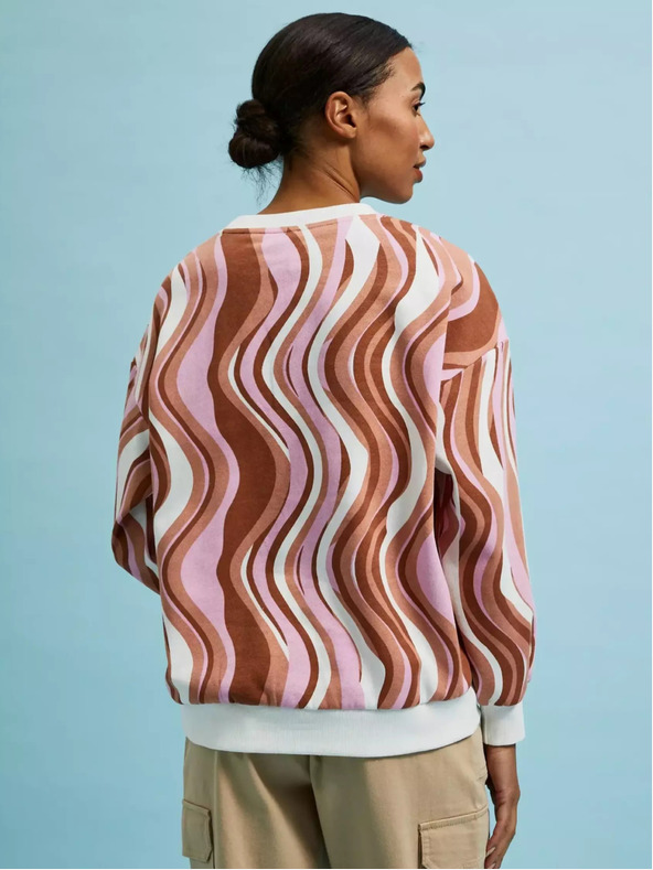 Moodo Розов и кафяв дамски шарен суитшърт Moodo