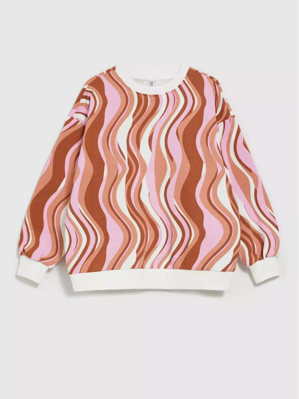 Moodo Розов и кафяв дамски шарен суитшърт Moodo