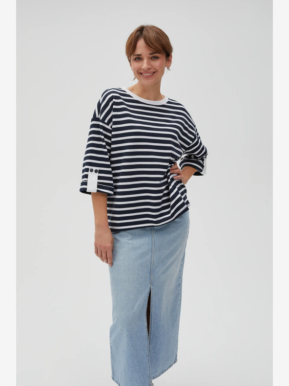 Moodo Бяло и синьо дамско раирано потниче Moodo