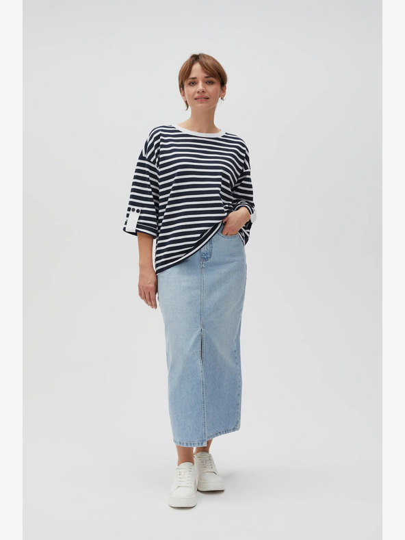 Moodo Бяло и синьо дамско раирано потниче Moodo