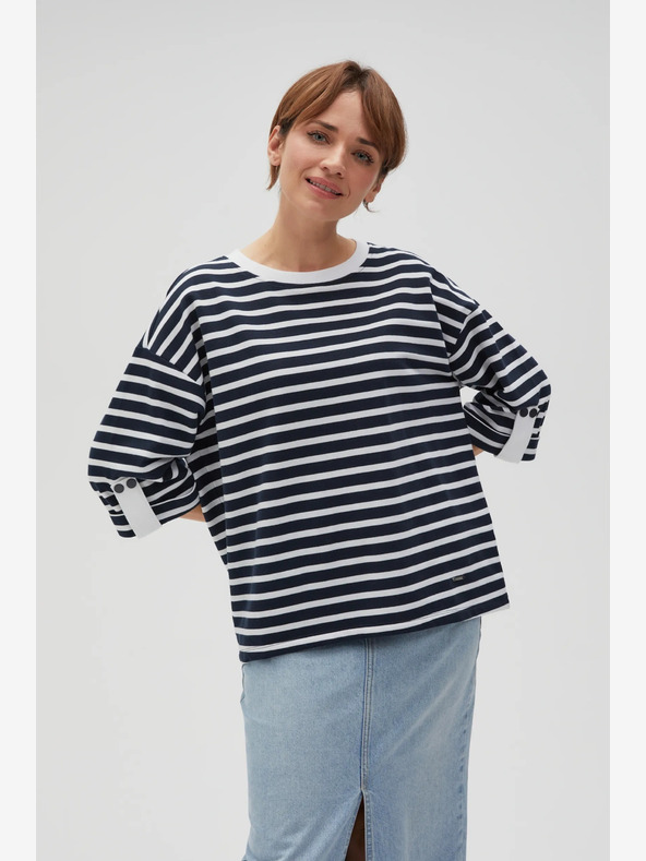 Moodo Бяло и синьо дамско раирано потниче Moodo