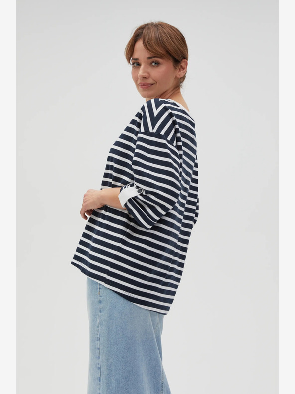 Moodo Бяло и синьо дамско раирано потниче Moodo