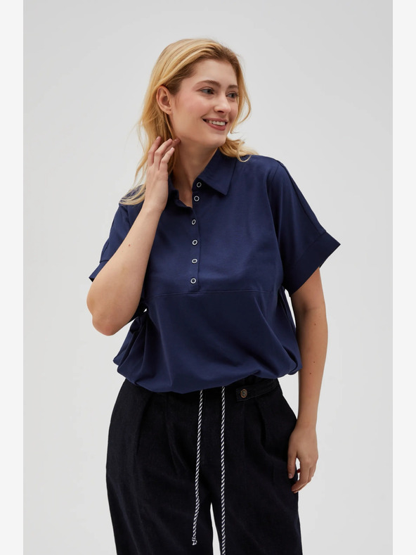 Moodo Тъмно синя дамска риза Moodo