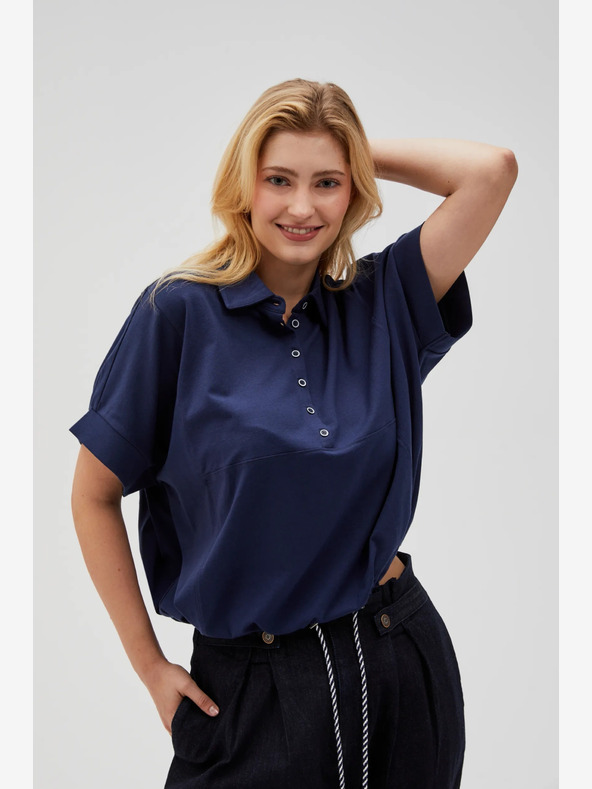 Moodo Тъмно синя дамска риза Moodo