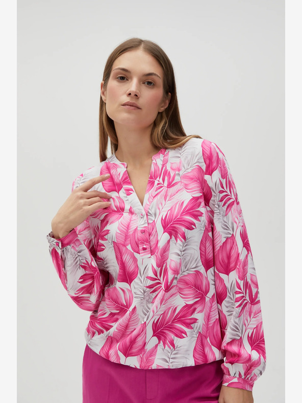 Moodo Бяло-розова дамска блуза с шарки Moodo