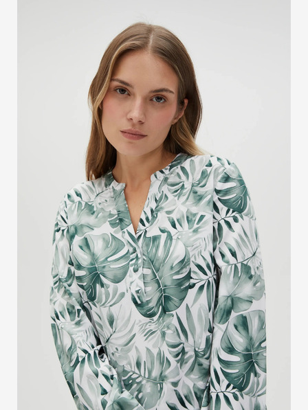 Moodo Бяло-зелена дамска шарена блуза Moodo