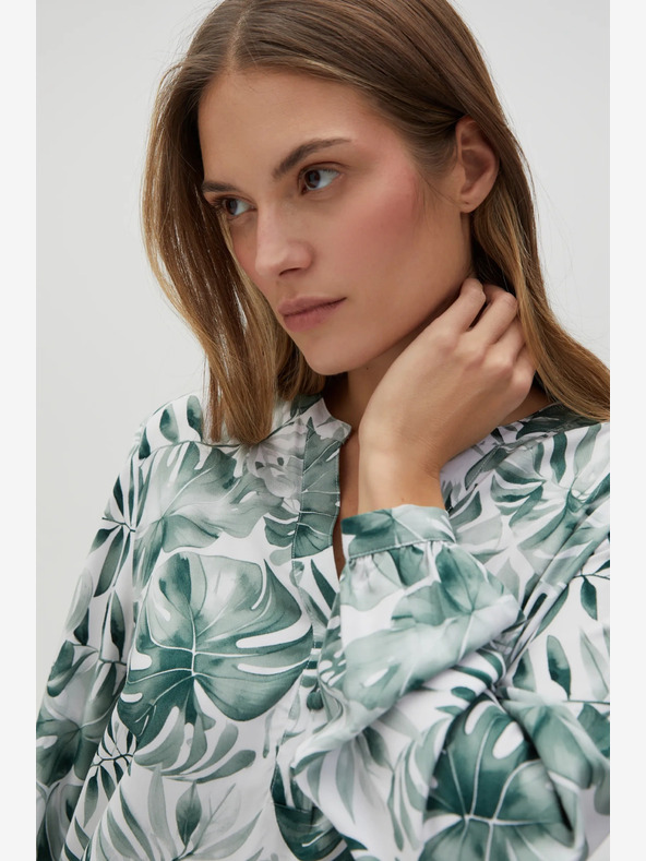 Moodo Бяло-зелена дамска шарена блуза Moodo