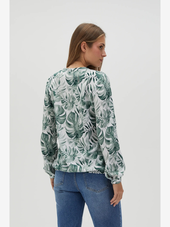 Moodo Бяло-зелена дамска шарена блуза Moodo