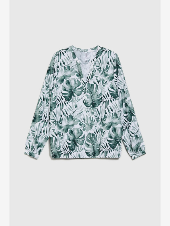 Moodo Бяло-зелена дамска шарена блуза Moodo