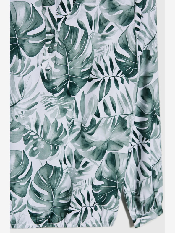 Moodo Бяло-зелена дамска шарена блуза Moodo