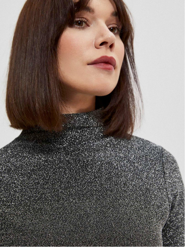 Moodo Черна дамска блуза с метална нишка Moodo