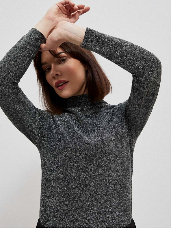 Moodo Черна дамска блуза с метална нишка Moodo