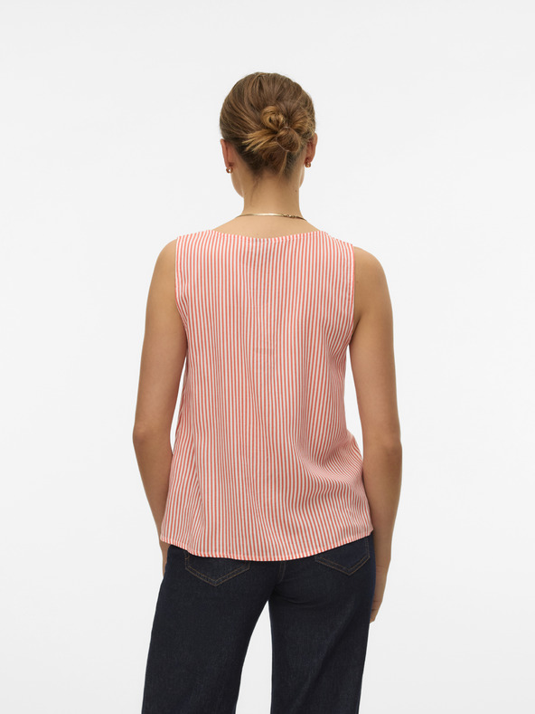 Vero Moda Бяла и оранжева дамска блуза на райета Vero Moda