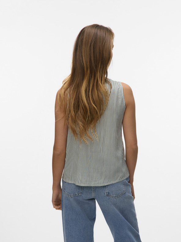 Vero Moda Бяла и зелена дамска блуза на райета Vero Moda BUMPY