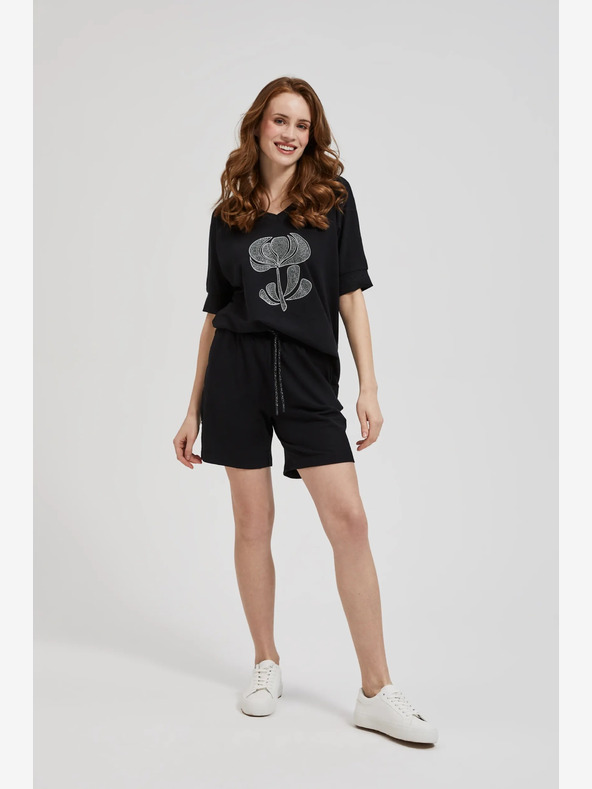 Moodo Черни дамски къси панталони Moodo