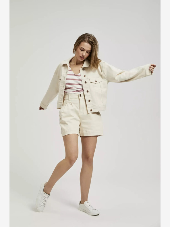 Moodo Бежови дамски къси панталони Moodo