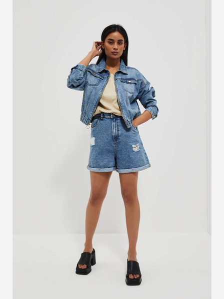 Moodo Сини дамски къси панталони от деним Moodo