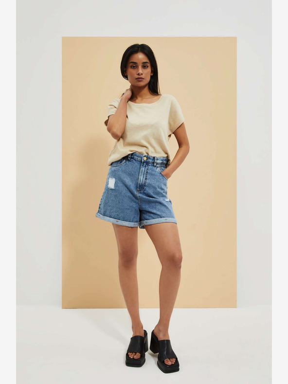 Moodo Сини дамски къси панталони от деним Moodo