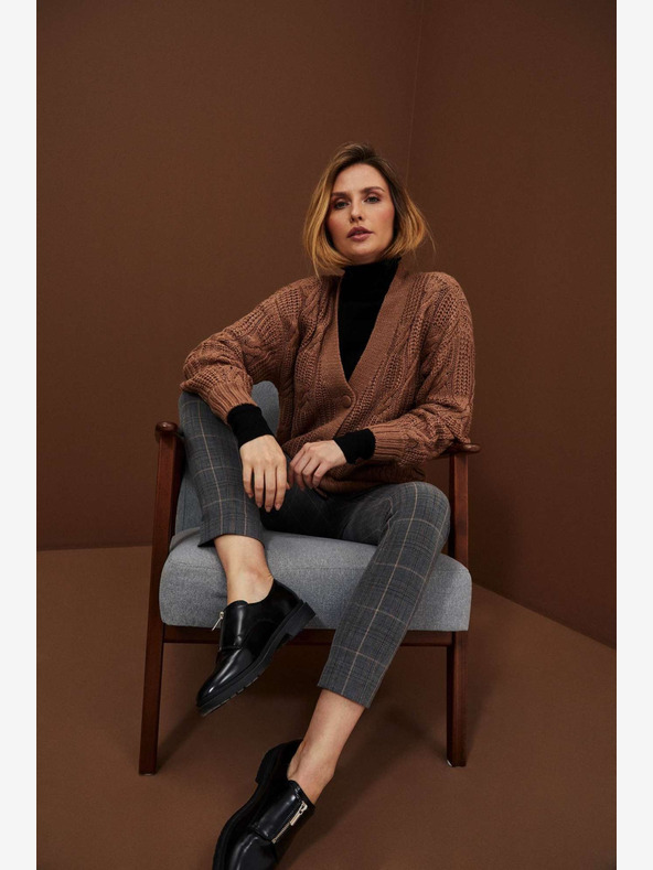 Moodo Сив дамски кариран панталон Moodo