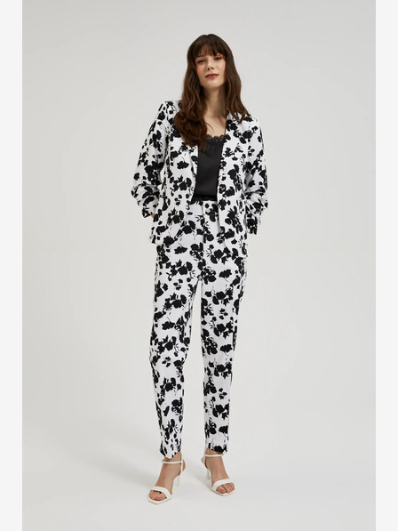 Moodo Moodo Дамски черно-бял панталон на цветя