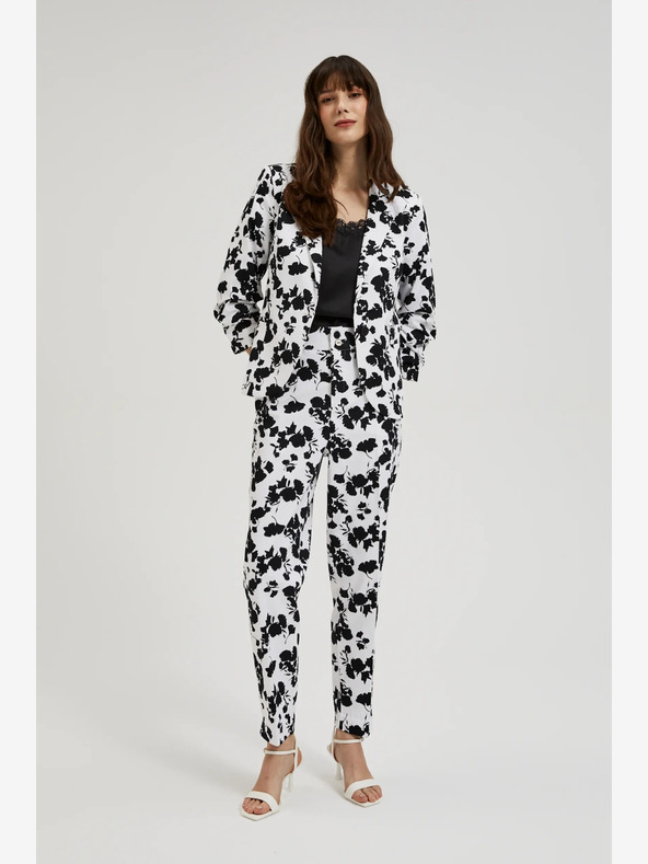 Moodo Moodo Дамски черно-бял панталон на цветя