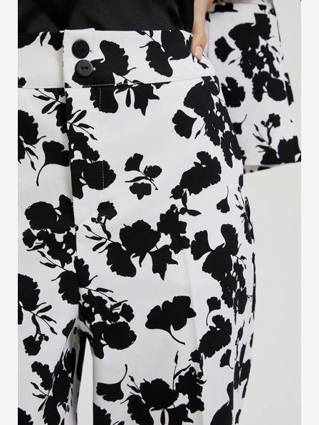 Moodo Moodo Дамски черно-бял панталон на цветя