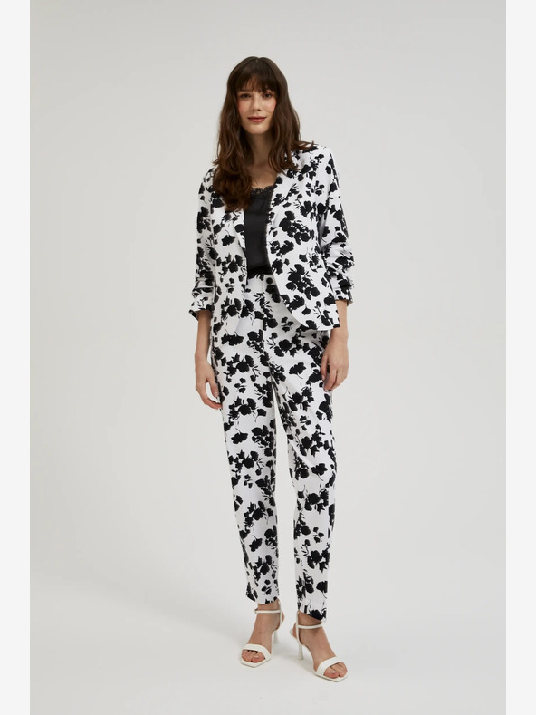 Moodo Moodo Дамски черно-бял панталон на цветя