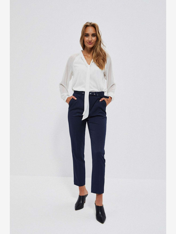 Moodo Тъмносин дамски панталон с колан Moodo