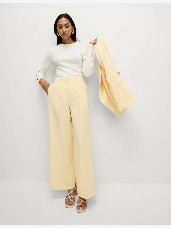 Marks & Spencer Широк тъкан панталон с плисирана предна част Marks & Spencer жълт