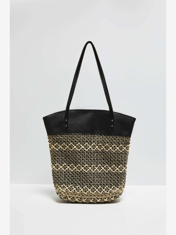 Moodo Бежово-черна дамска чанта Moodo