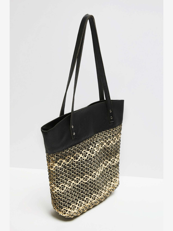 Moodo Бежово-черна дамска чанта Moodo