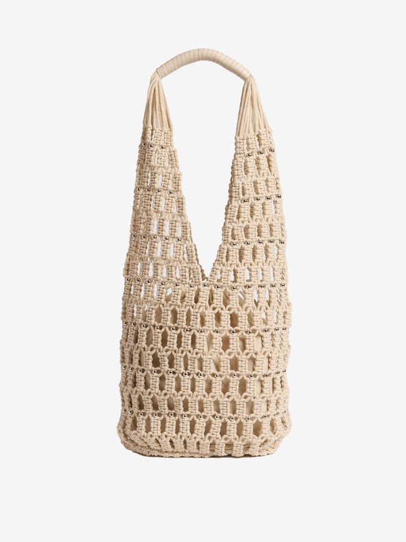 Marks & Spencer Бяла чанта за рамо с мъниста и високо съдържание на памук Marks & Spencer