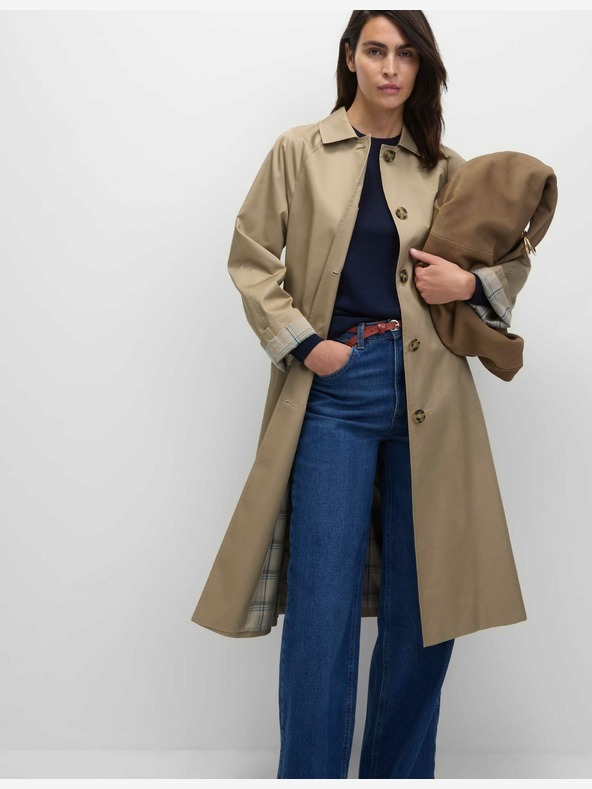 Marks & Spencer Удължено палто за кола Stormwear™ от висококачествен памук Marks & Spencer бежово