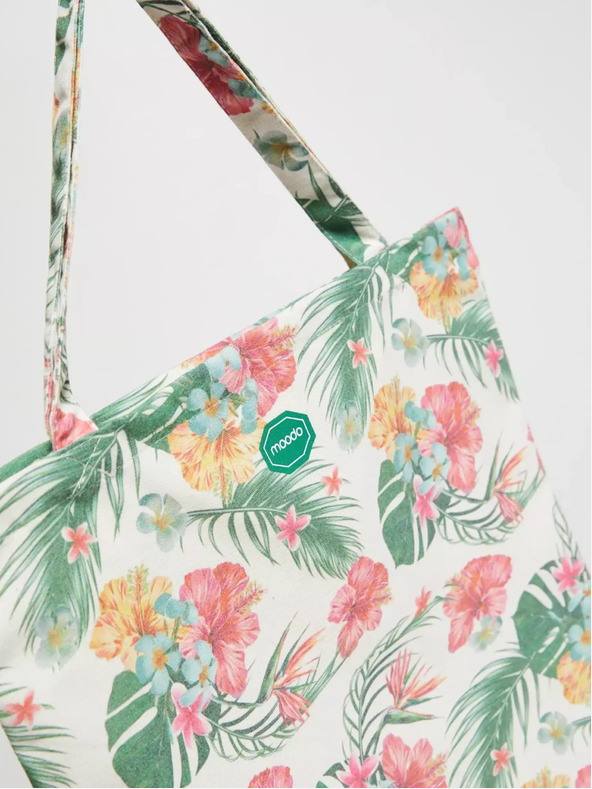 Moodo Кремава и зелена дамска чанта с шарка Moodo