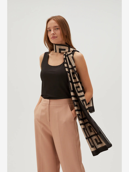 Moodo Бежово-черен дамски шарен шал Moodo