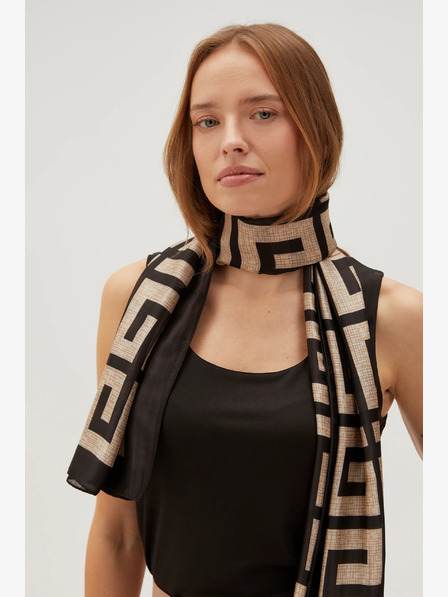 Moodo Бежово-черен дамски шарен шал Moodo