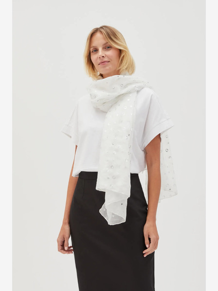 Moodo Бял дамски шал на точки Moodo