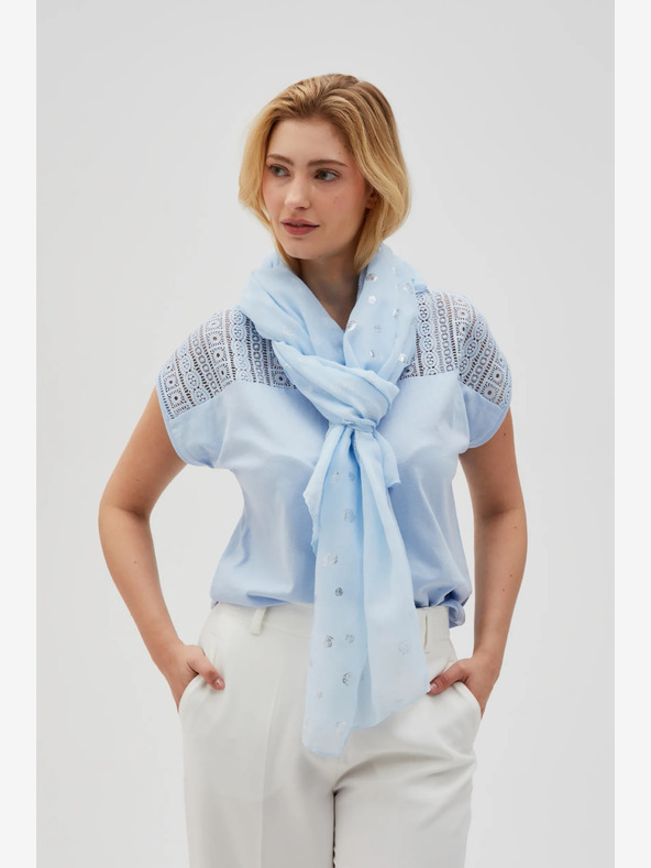 Moodo Светлосин дамски шал на точки Moodo