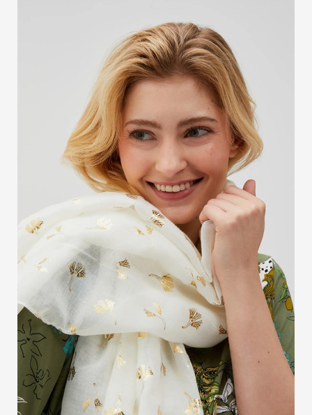 Moodo Бял шарен дамски шал Moodo