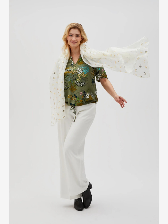 Moodo Бял шарен дамски шал Moodo