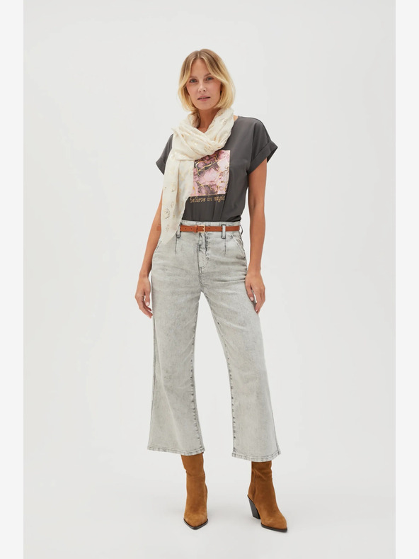 Moodo Кремав шарен дамски шал Moodo