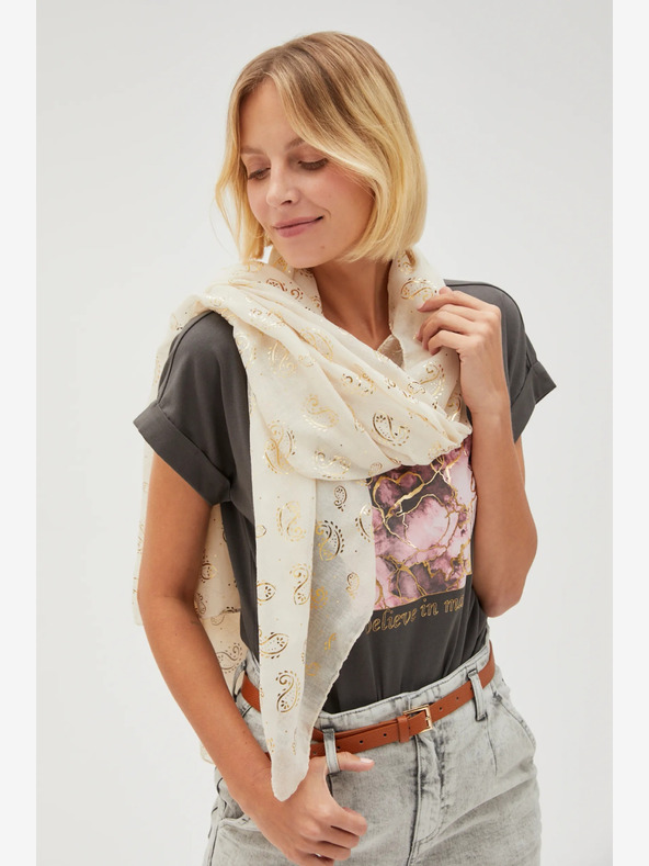 Moodo Кремав шарен дамски шал Moodo