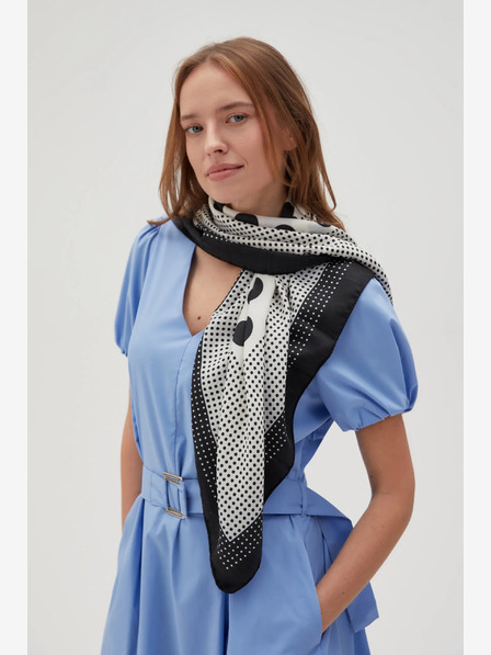 Moodo Бяло и черно дамско шарено шалче Moodo