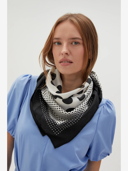 Moodo Бяло и черно дамско шарено шалче Moodo