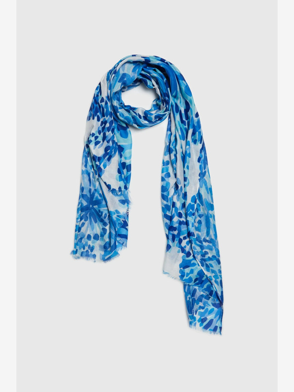 Moodo Бяло и синьо дамско шарено шалче Moodo