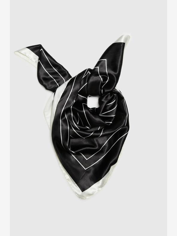 Moodo Бяло и черно дамско шарено шалче Moodo